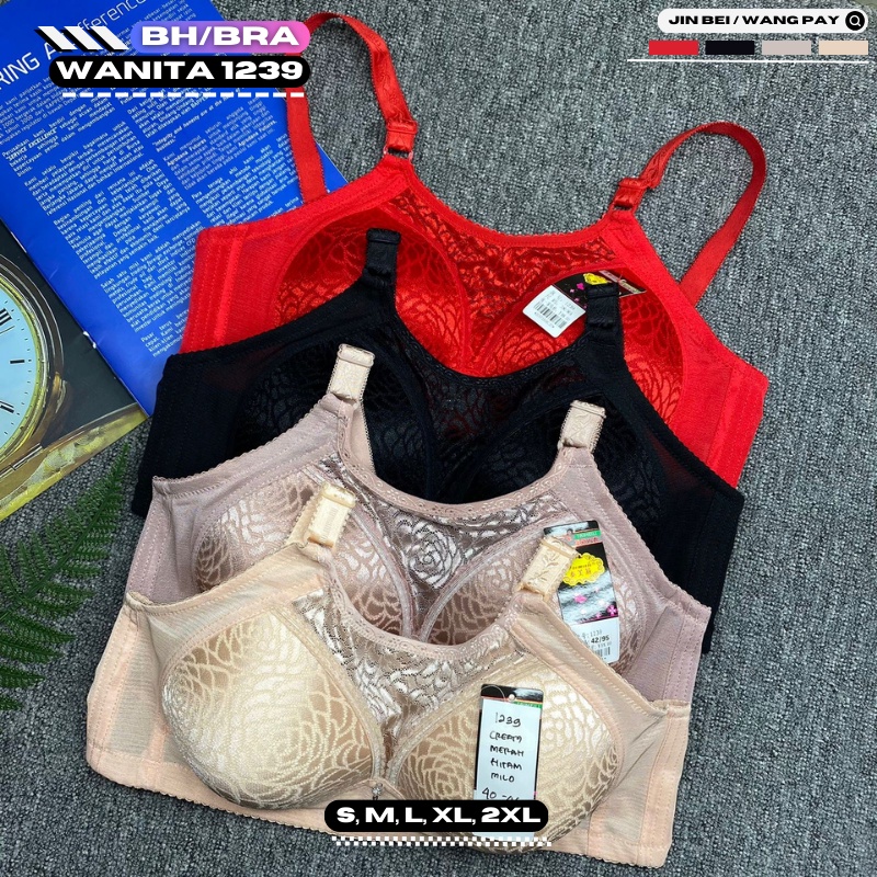 BRA / BH WANITA 1239 TIDAK ADA KAWAT BUSA TIPIS SIZE 40C - 46C