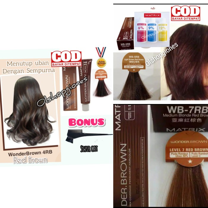 Promo Matrix Cat Rambut Wonder Brown Wb 4Rb Red Brown + Oxydant ( Campuran )