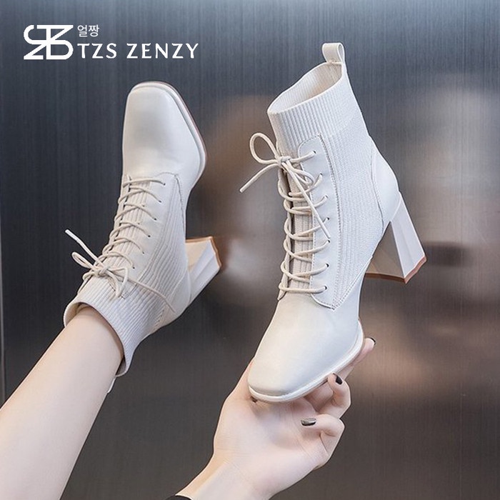 TZS ZENZY CLARINE HEELS KOREA DESIGNED - SEPATU BOOTS HEELS WANITA