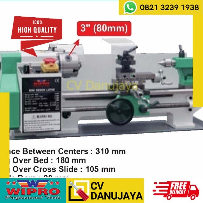 Promo Mesin Bubut Mini 3 Inch Bl180 Wipro / Bench Lathe Mini