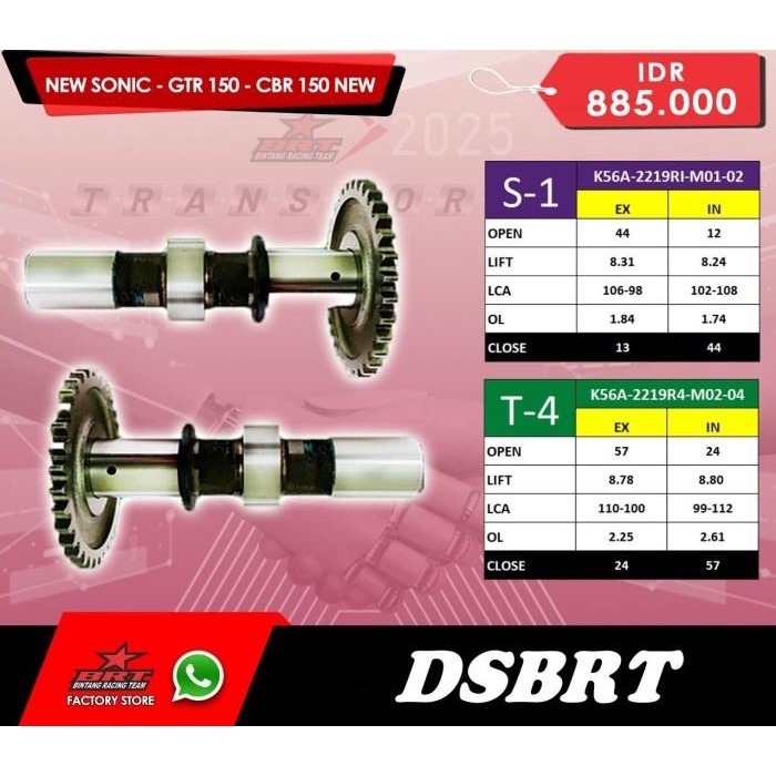 Noken As Master Cam Brt Sonic 150 Gtr 150 Cb Cbr 150 New Tipe S T R