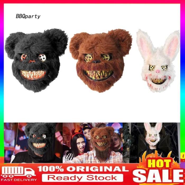Plush Bloody Bear Rabbit Creepy Scary Mask Halloween Masquerade