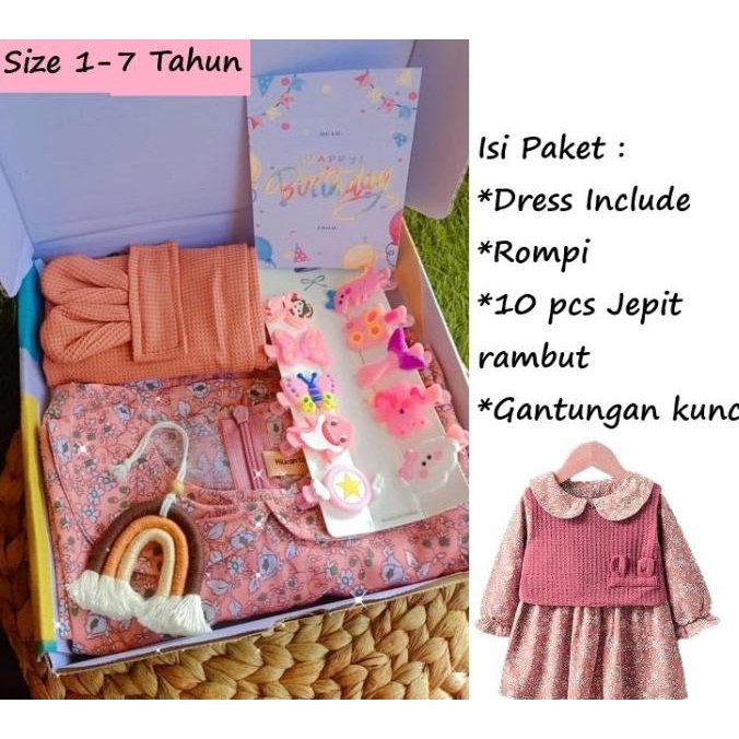 Hampers kado Ultah Anak Perempuan Dress 1 -7 Tahun / Hadiah Anak Cewek