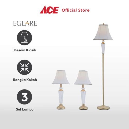 Promo Ace - Eglare Set Harper Brass Lampu Meja & Lampu Lantai