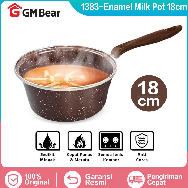 GM Bear Wajan Penggorengan Enamel - Panci Wok Pan Enamel