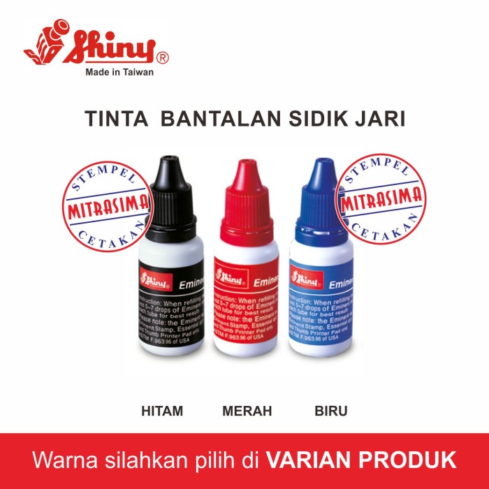 

Ready Tinta Untuk Bantalan Sidik Jari / Finger Pad Merk Shiny Made In Taiwan Hemat