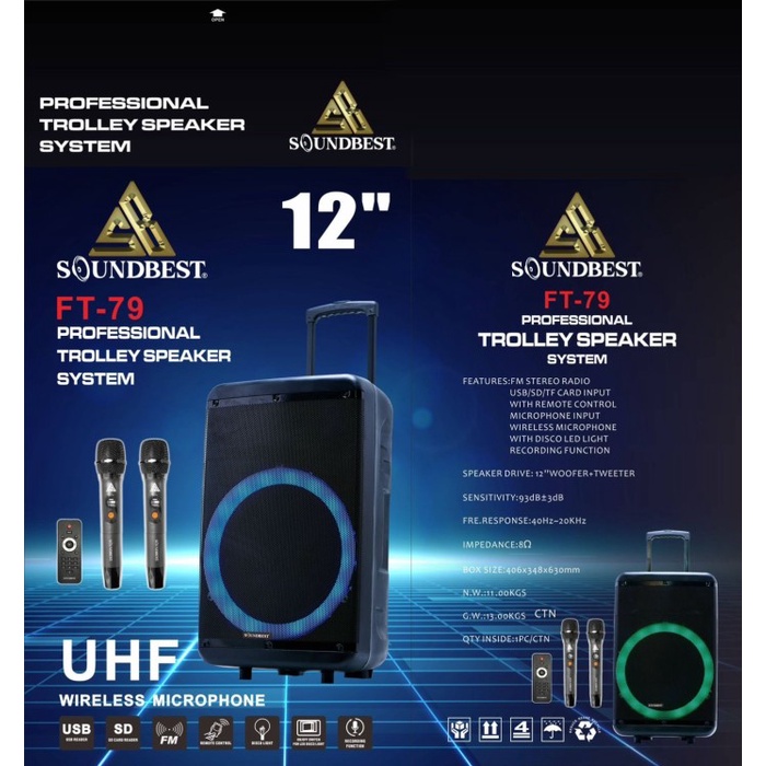 Speaker Portable Soundbest FT 79 ft79 ORIGINAL MIC WIRELESS