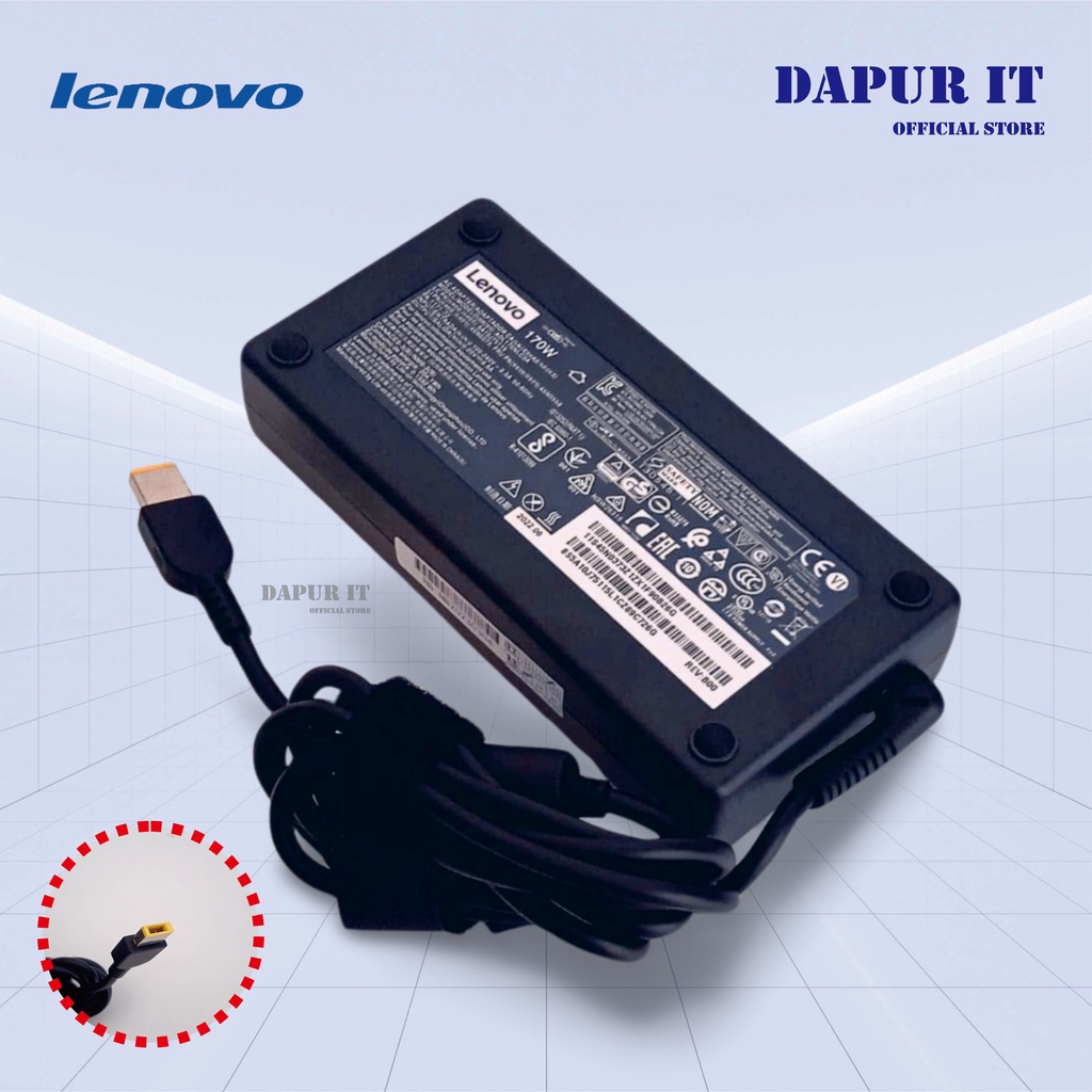 Lenovo 20V 8.5A Adaptor Charger Laptop USB Kotak Konektor