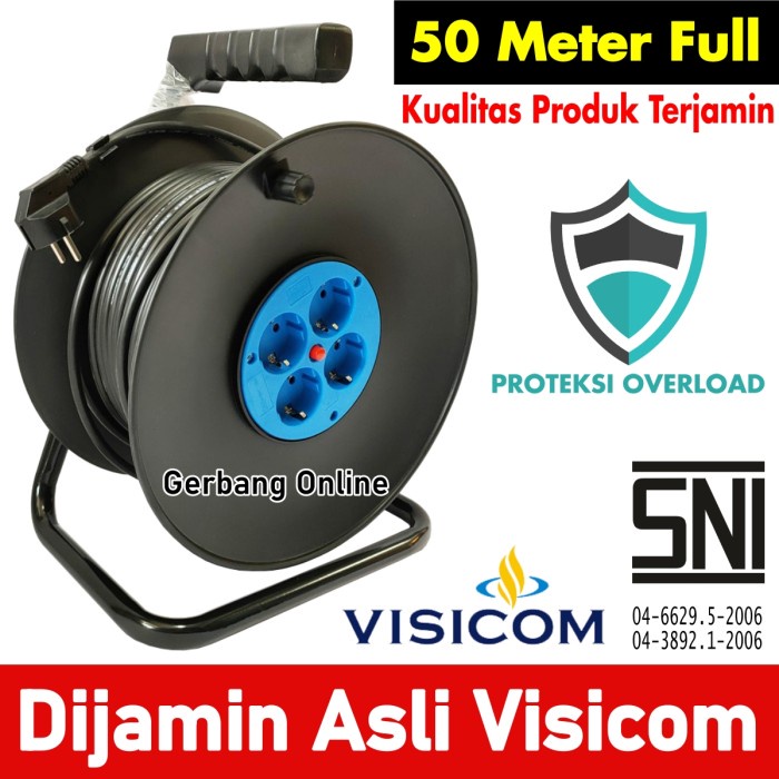 Visicom Kabel Roll 50 Meter 4 Stop Kontak Gulung 50M 50 M Sni