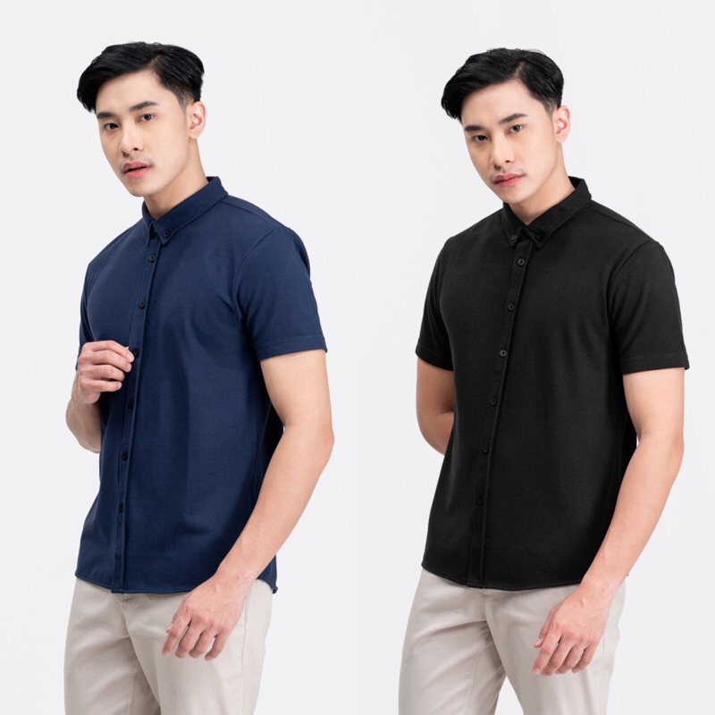 Kemeja Pria Lengan Panjang 2023 Pendek Korean Style Kemjaa Shanghai Shirt Putih Polos Distro Hitam F