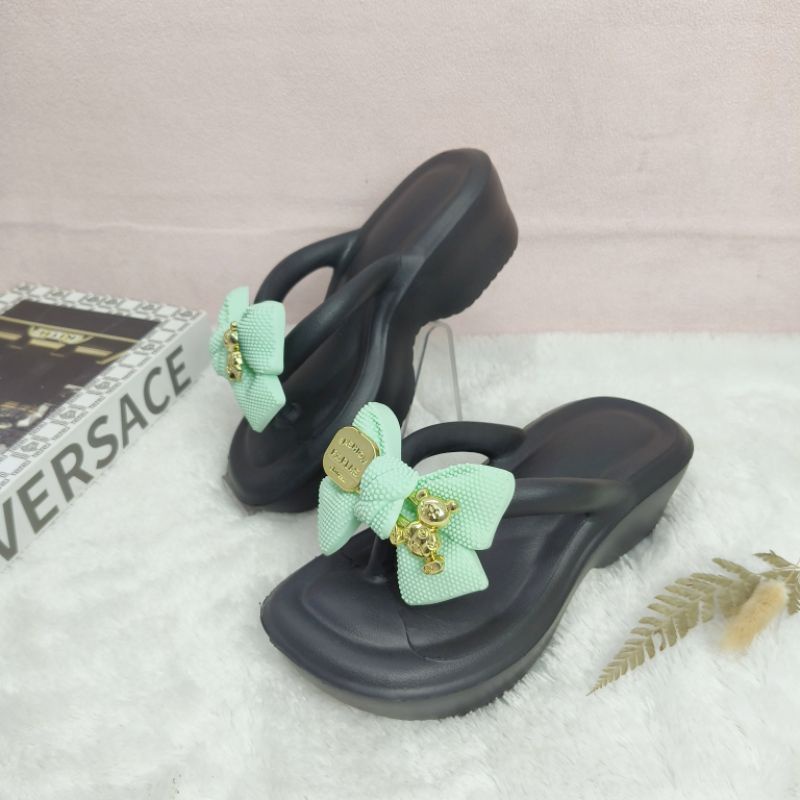 Sandal Jepit Wanita Wedges Pita Hak Tinggi 6cm 9337W Size 36-40