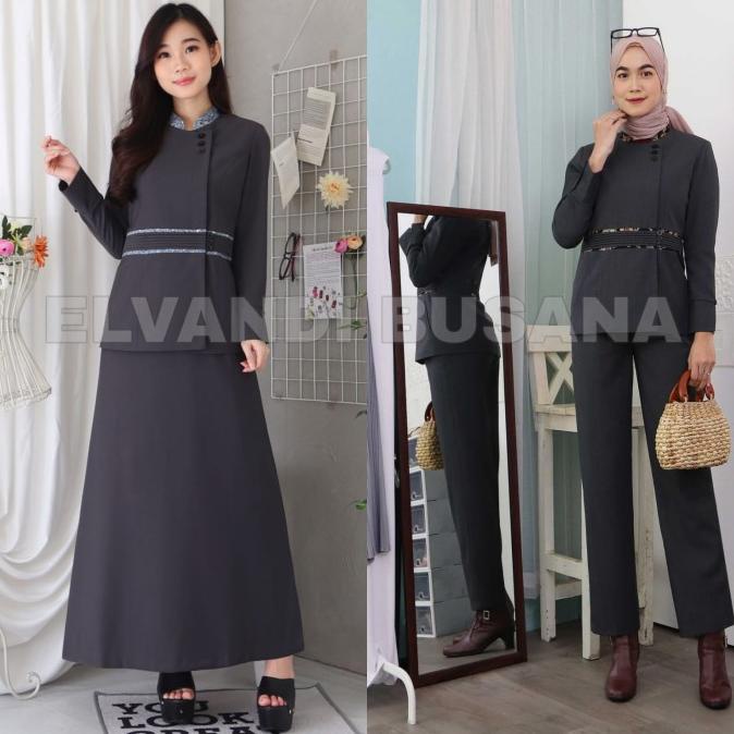 BLAZER B&V Setelan Seragam Blazer PNS / Pemda / Guru - 7007 ABU TUA