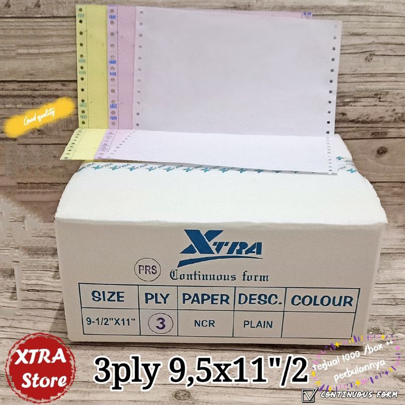 

Kertas Continous 3Ply Prs 9.5X11Inc Bagi 2
