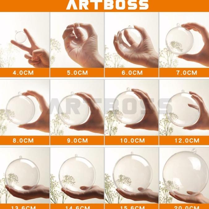 

10Cm Bola Akrilik Foodgrade Natal Transparan Kaca Bening Clear Grosir Original