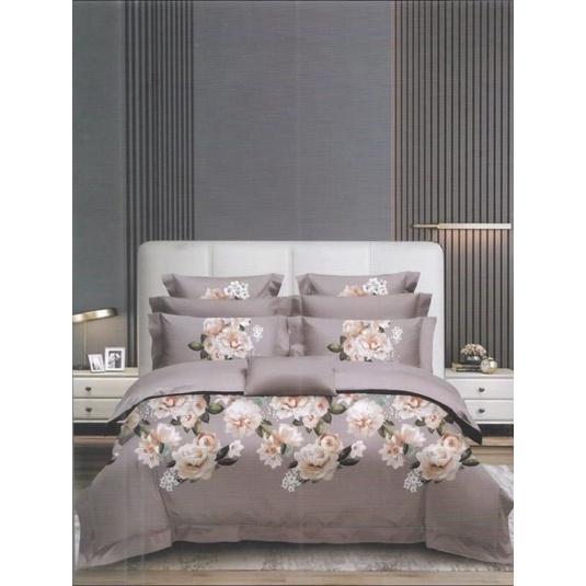 Kain Katun Meteran Motif Bunga Mawar Warna Abu Abu Katun Jepang