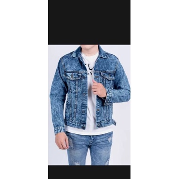 jaket jeans kerah kancing pria