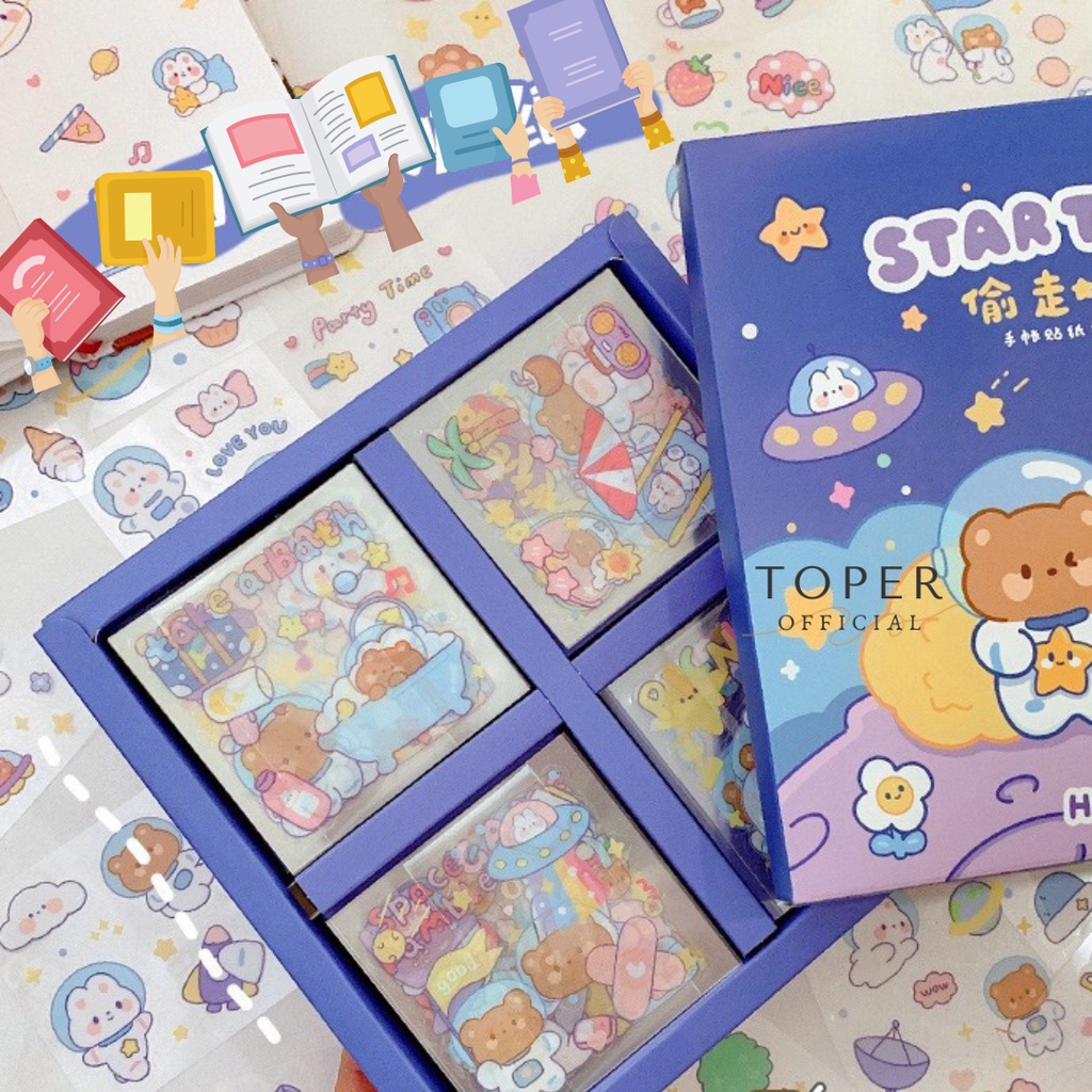 

Toper 100 Lembar Stiker Buku Stier Waterproof Motif Kartun Korea Handbook Scrapbook Diy