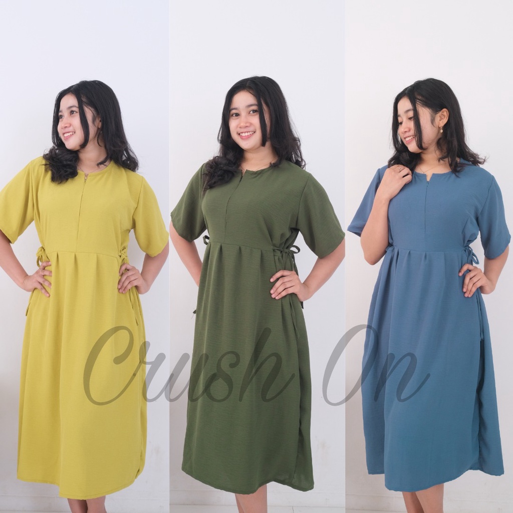 Dress Laura Crinkle Airflow Busui Friendly / Daster Crinkle Airflow Polos