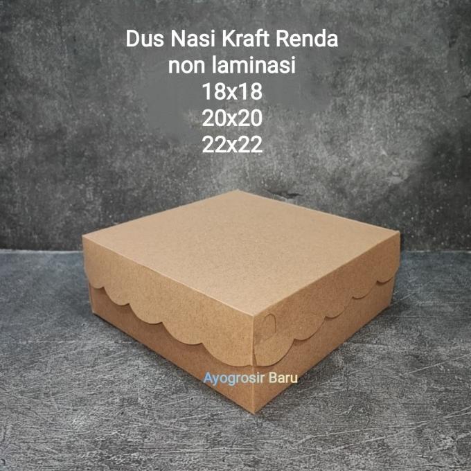 

Hot Sale Dus Nasi Kraft Renda 18X18 Per 50 Pcs Kotak Catering Non Laminasi Bahan Terbaik