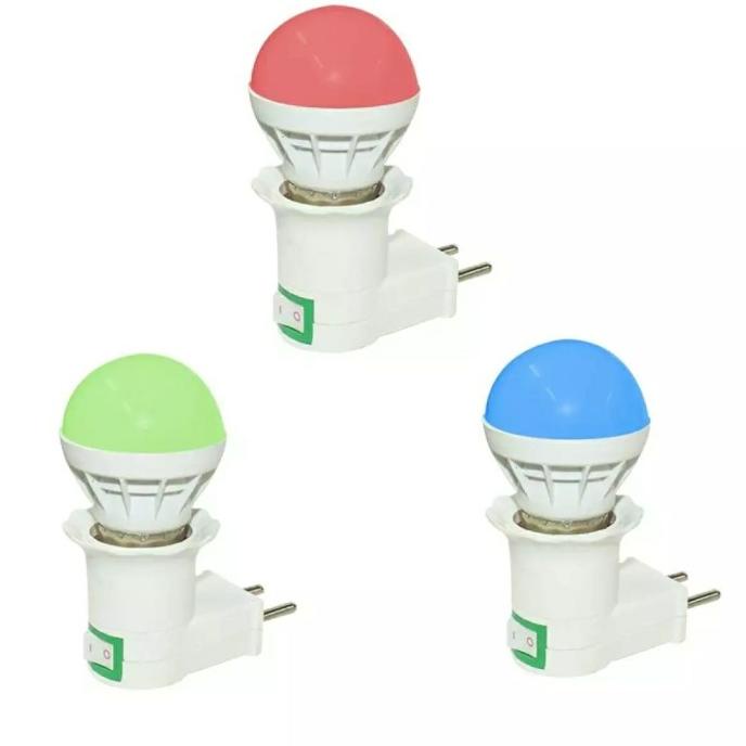 Lampu tidur led warna + fitting colok switc