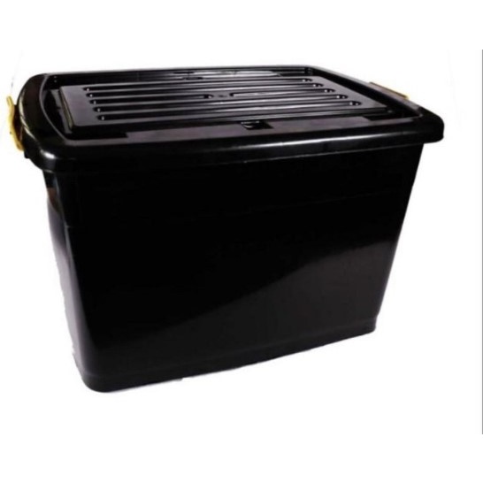 Container Box Serbaguna 55 Liter Hitam/Bla Dengan Roda Yang Dan Kokoh/Tempat Yimpanan Serbaguna