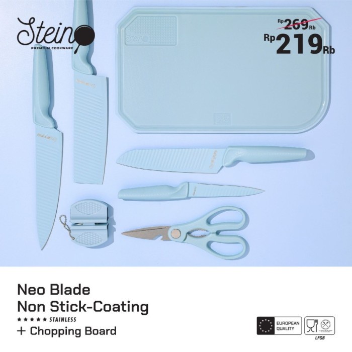 Pisau Steincookware Neo Blade Pisau Set Stein Blue Knives Set Biru Neo