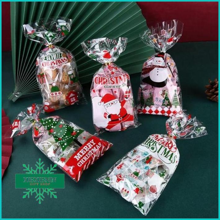 

XIEXIENIN Goodie Bag isi 50 Kantong Permen Natal Christmas Kantong Kue Cookie