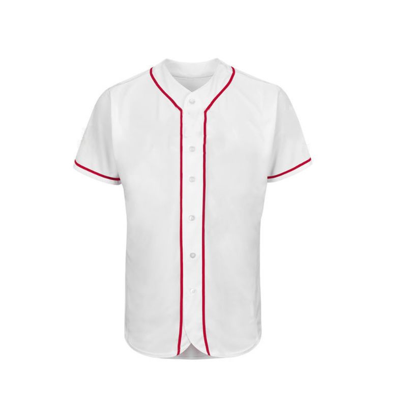JERSEY BASEBALL PUTIH GARIS MERAH POLOS