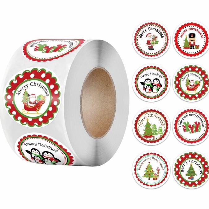 

Sticker Natal Isi 500/Rol Termurah Kado Cutting Stiker Merry Christmas Terbaik