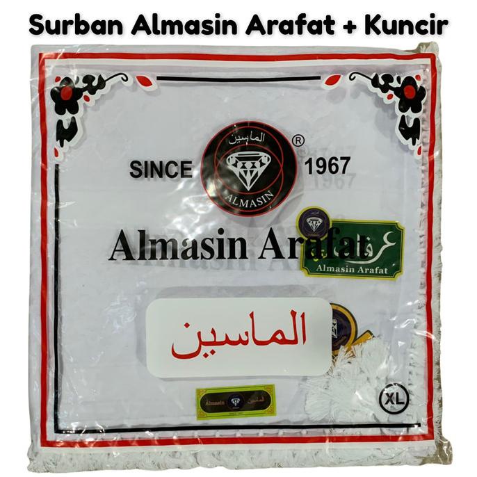 Sorban Almasin Arafat Putih Polos Jumbo Dengan Kuncir Rombe