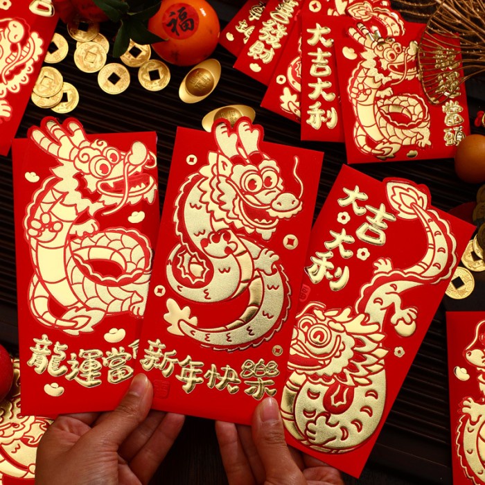 

Produk Terbaik] GROSIR Angpao Naga 3D isi 6 Angpau Imlek Tebal Embos Emas Ampau Bagus