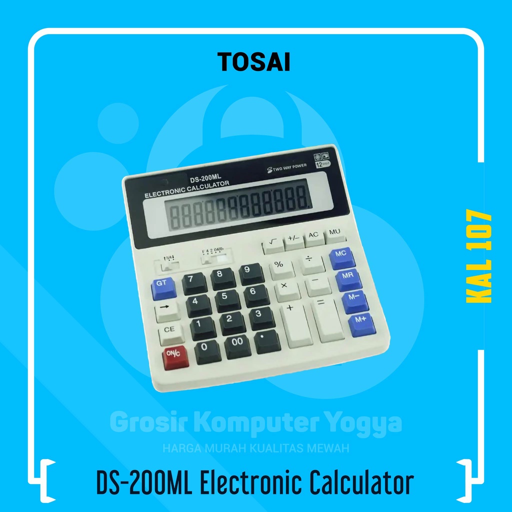 

TOSAI DS-200ML 12 Digit Dual Power Solar Baterry Kalkulator Elektronik