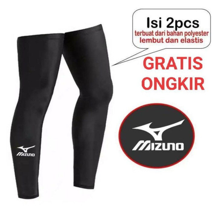 Promo Manset Kaki Deker Knee Pad Panjang Mizuno Olahraga Volly Basket Futsal