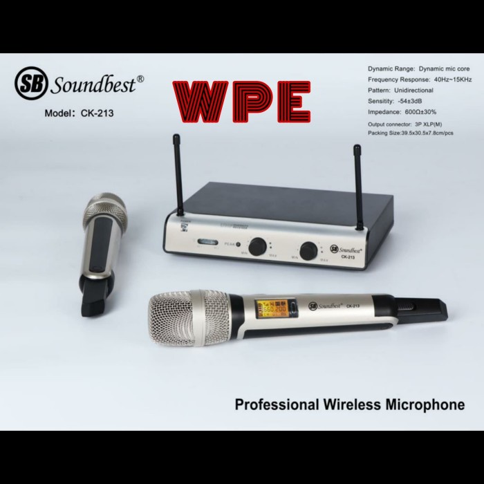 Mic Wireless Soundbest / Sound Best CK-213/CK 213/CK213 (2 Mic Pegang)