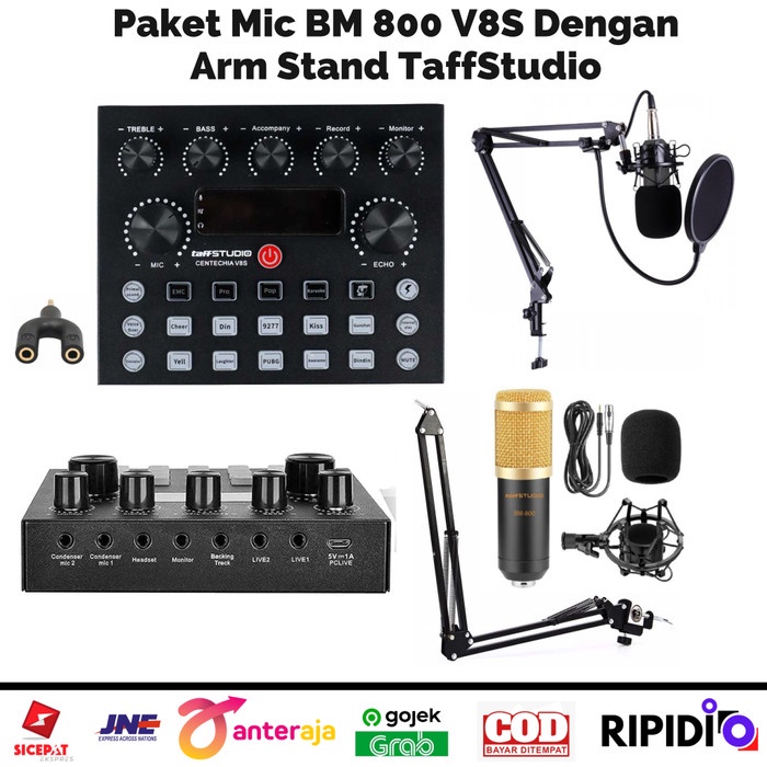 Paket Mic BM 700 800 8000 - Soundcard V8S Centechia Taffstudio