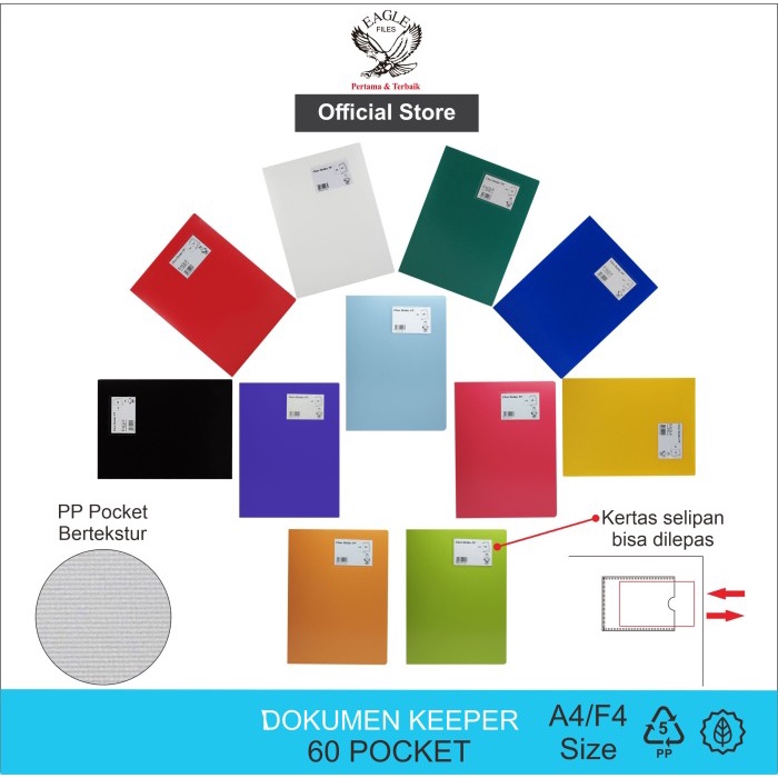 

New Dokumen Keeper / Clear Holder /Display Book Eagle A4 / F4 60 Pocket - A4, Hitam New Original