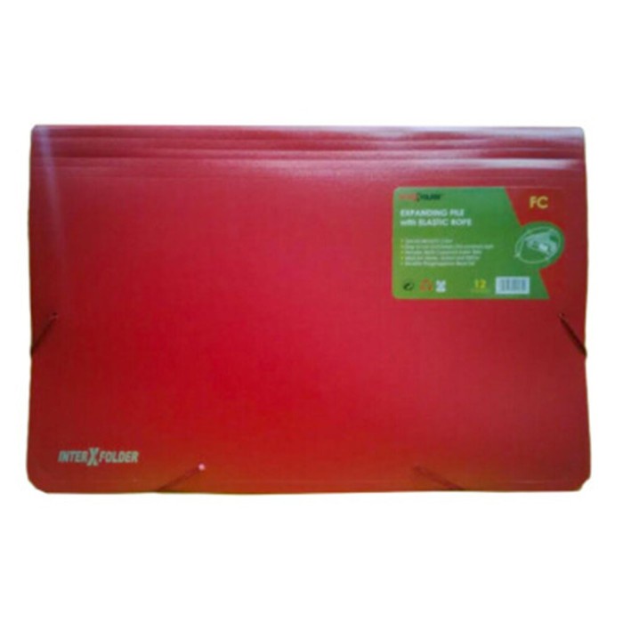 

New Expanding File Tali Map Dokumen Map Plastik Sekat F4 Inter-X - Merah Harga Spesial