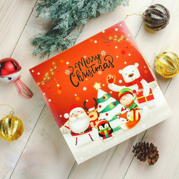 Box Cake Natal 22x22 Kotak Kue Bolu Tempat Roti Dus Packaging Hampers