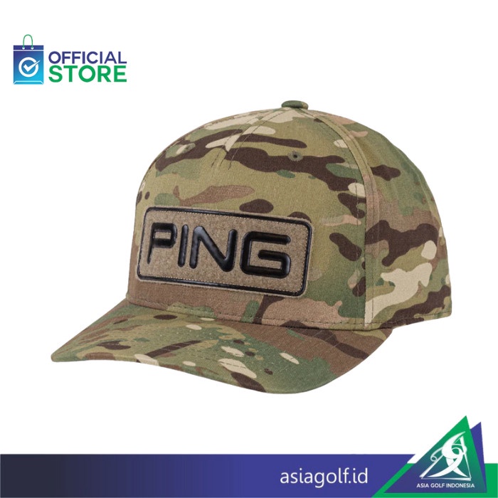 Promo Golf Cap Ping Multicamo Brown Topi Golf Ping