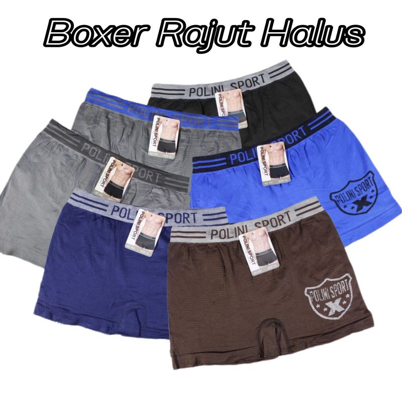 (isi 3) celana dalam Boxer pria rajut halus Polini import | cd pria dewasa / cd cowok boxer