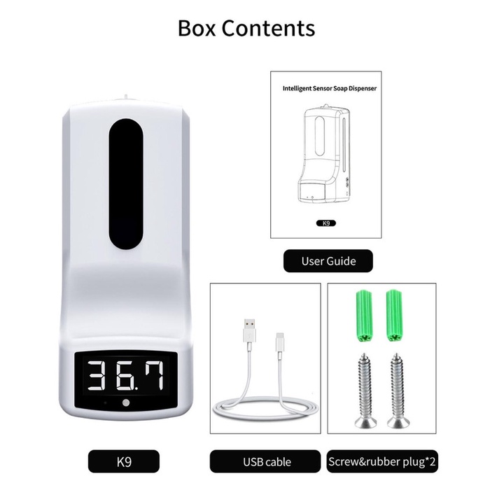 Thermo K9 Thermometer K9 2 in 1 Infrared Wall Thermometer Sanitizer -Tatasie