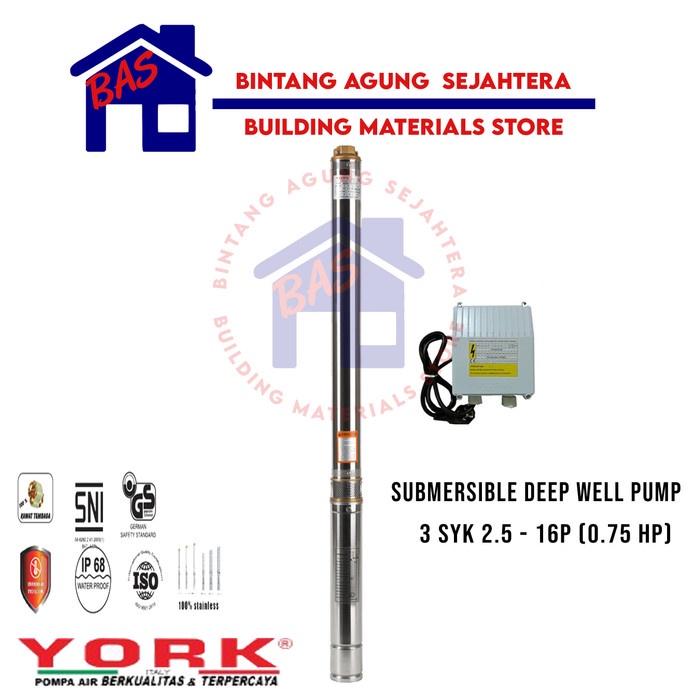 Terbatas Pompa York Submersible / Sible 3 Inch- York 3 Syk 2.5-16P 0.75Hp Original