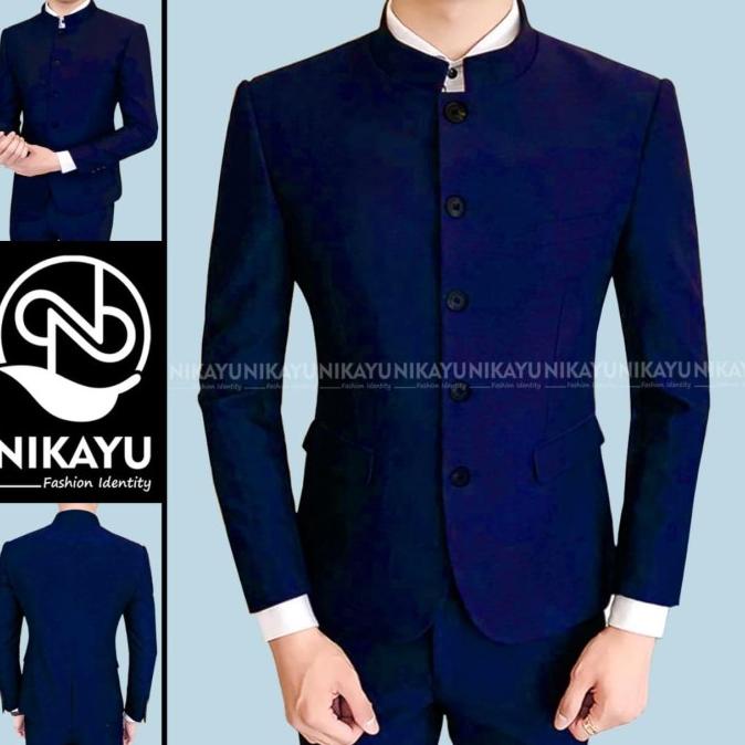 Blazer Kiyoshi NAVY - Jasko Jas Koko Pria Slimfit Korea Style Casual