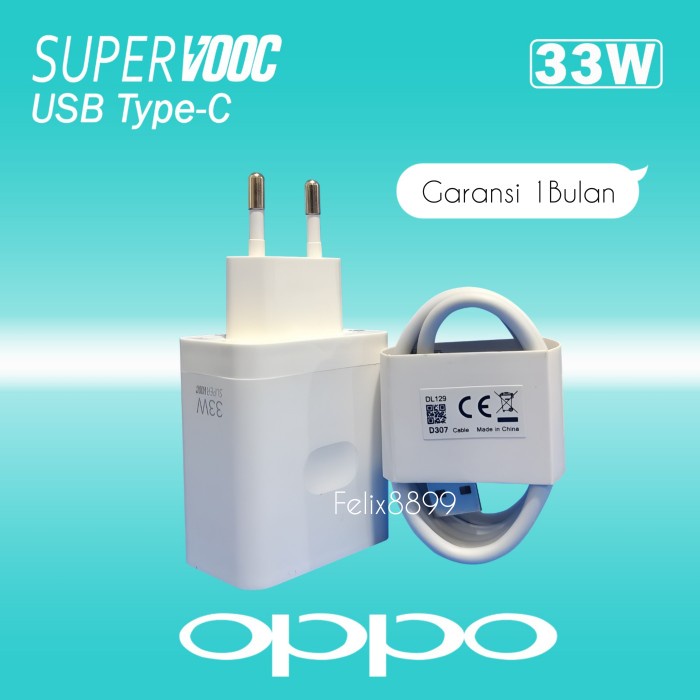 Terbaru Charger Oppo A57 A74 A76 A77S A95 A96 Original 33W Type C Super Vooc Promo Terlaris