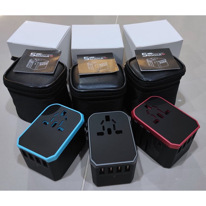 Universal Travel Adaptor And Charger + 5 Port Usb Fast Charging