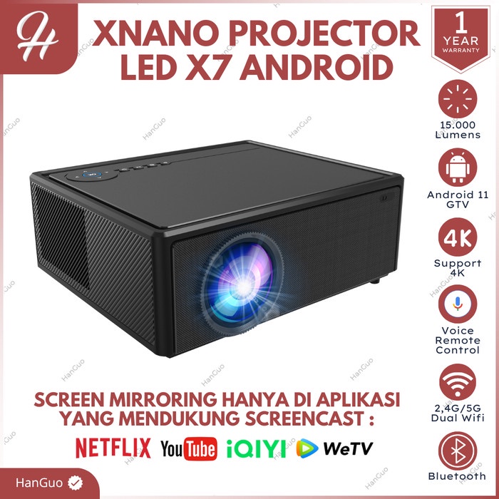 PROYEKTOR XNANO X7 ANDROID ATV WIFI BLUETOOTH 15000 LUMENS MIRORRING