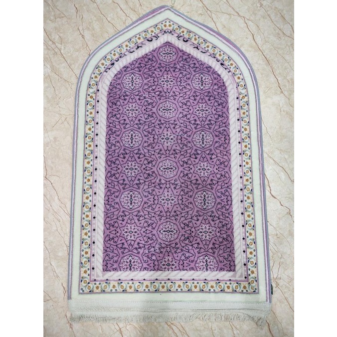 Sajadah Qubah Kubah Cantik Premium Turki Rumbai Putih Anti Slip Polos