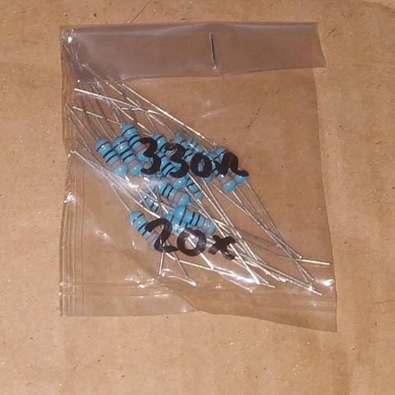 R 330 Ohm 330R 0.5 W Metal Film 1 Persen Resistor 330Ohm 0.5W 20 Pcs