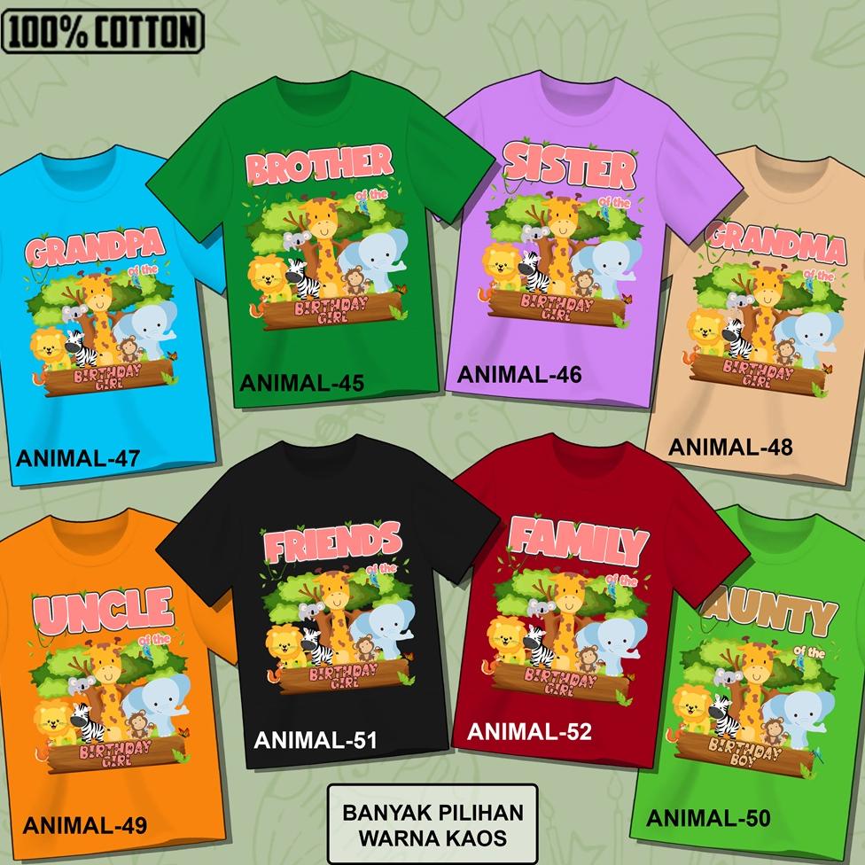 Baru - Kaos ulang tahun Zoo Animal Safari Singa Jerapah Gajah baju ultah Anak dan dewasa ~