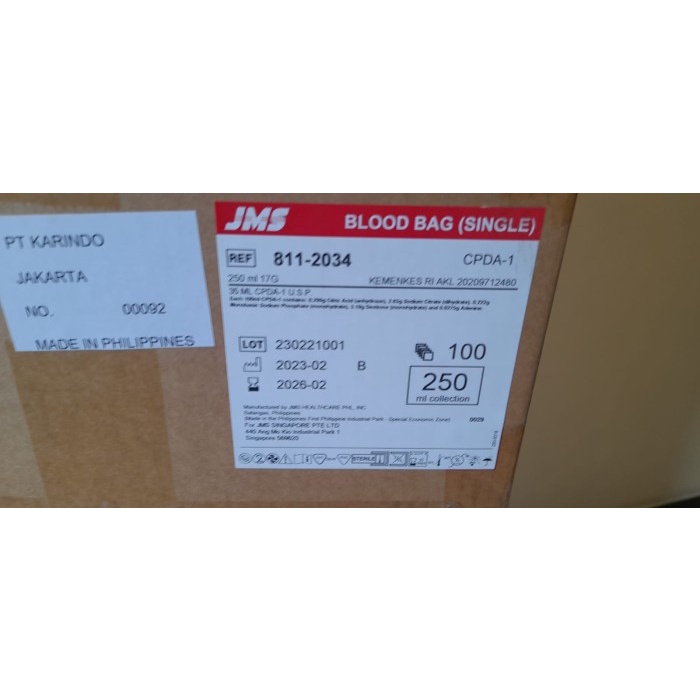 JMS Blood Bag Single 250ml -JFT